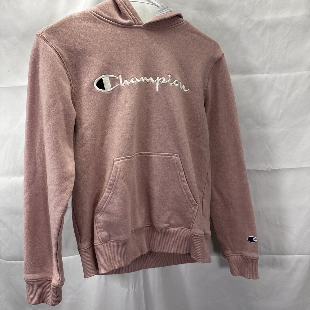 Champion Girls Rose‎ Pink Long Sleeve Graphic Logo Hoodie Size Large